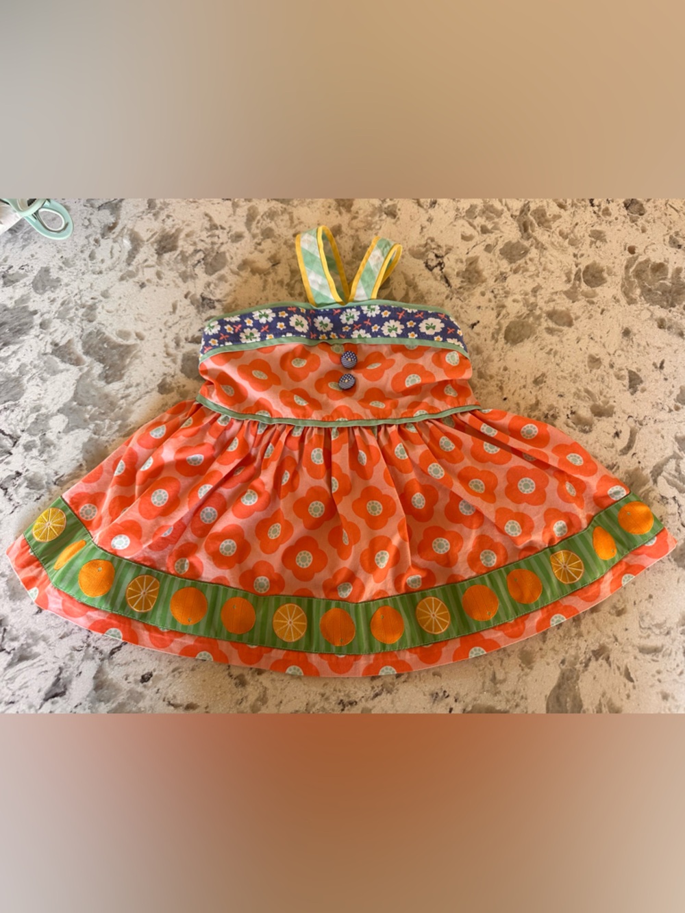 Matilda Jane Coral Floral Dress with Green Citrus Trim